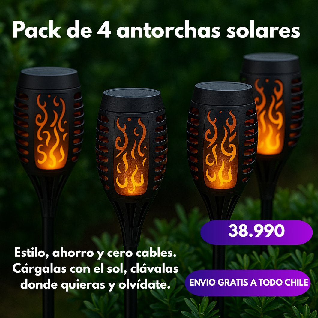 Antorcha de Carga Solar - Pack 4 unidades- 58cm de altura