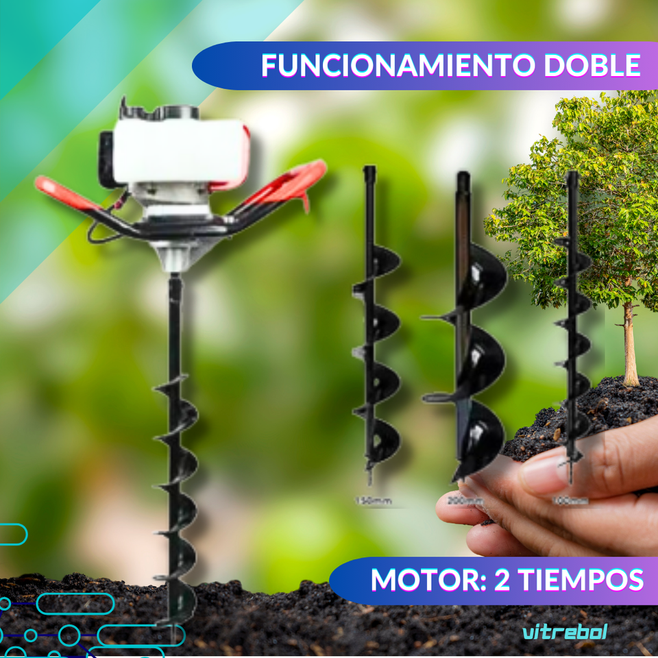 Barreno Ahoyador trae 3 Brocas - TIPO DE MOTOR 2 TIEMPOS