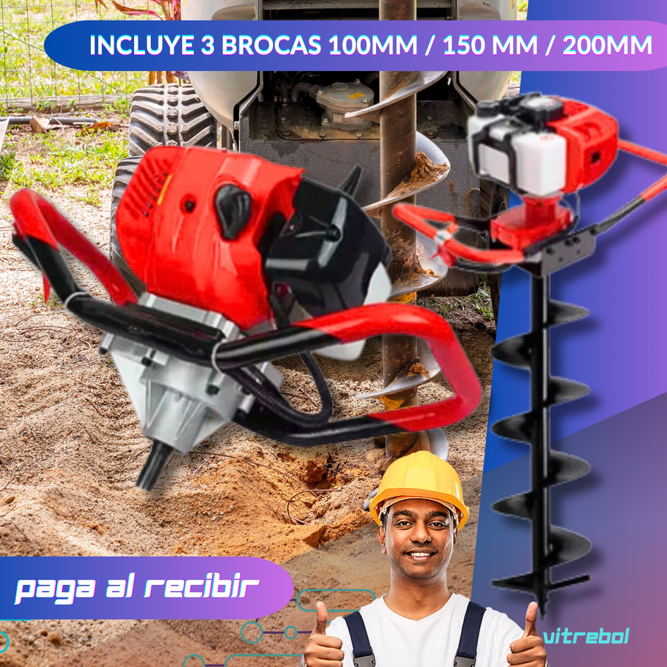 Barreno Ahoyador trae 3 Brocas - TIPO DE MOTOR 2 TIEMPOS