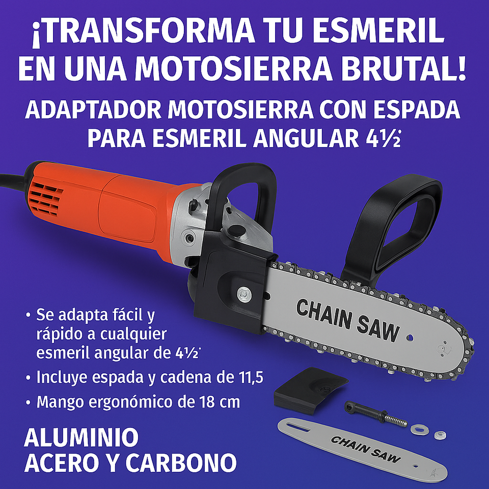 Adaptador de Motosierra con Espada para Esmeril Angular de 4½”
