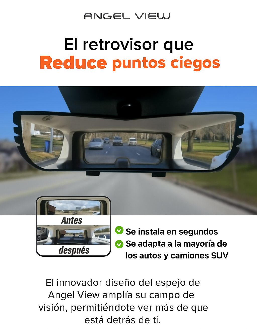 ANGEL VIEW® ESPEJO RETROVISOR ANTIRAYONES