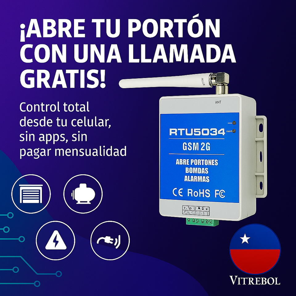 Abre Portón RTU5034 GSM 2G - Interruptor de Acceso Remoto Inteligente