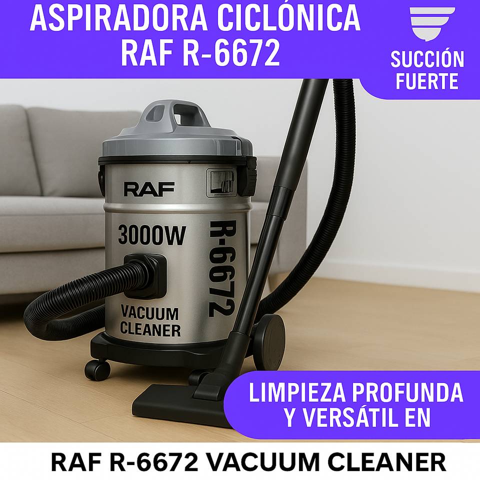 Aspiradora Ciclónica RAF R-6672 3000W - Succión Fuerte