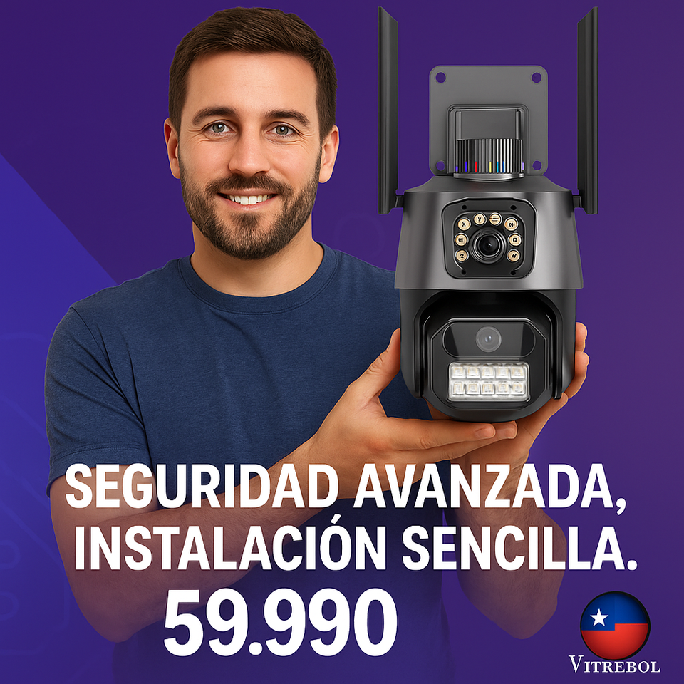Cámara de seguridad Avanzada con alarma y doble lente full HD - Máxima resolución
