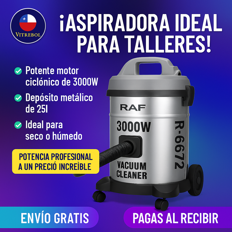 Aspiradora Ciclónica RAF R-6672 3000W - Succión Fuerte