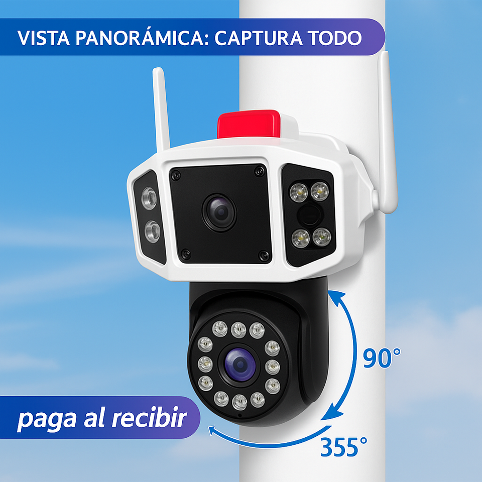 Cámara 3 Pantallas simultáneas - 4K - Alta nitidez, visión nocturna a color.