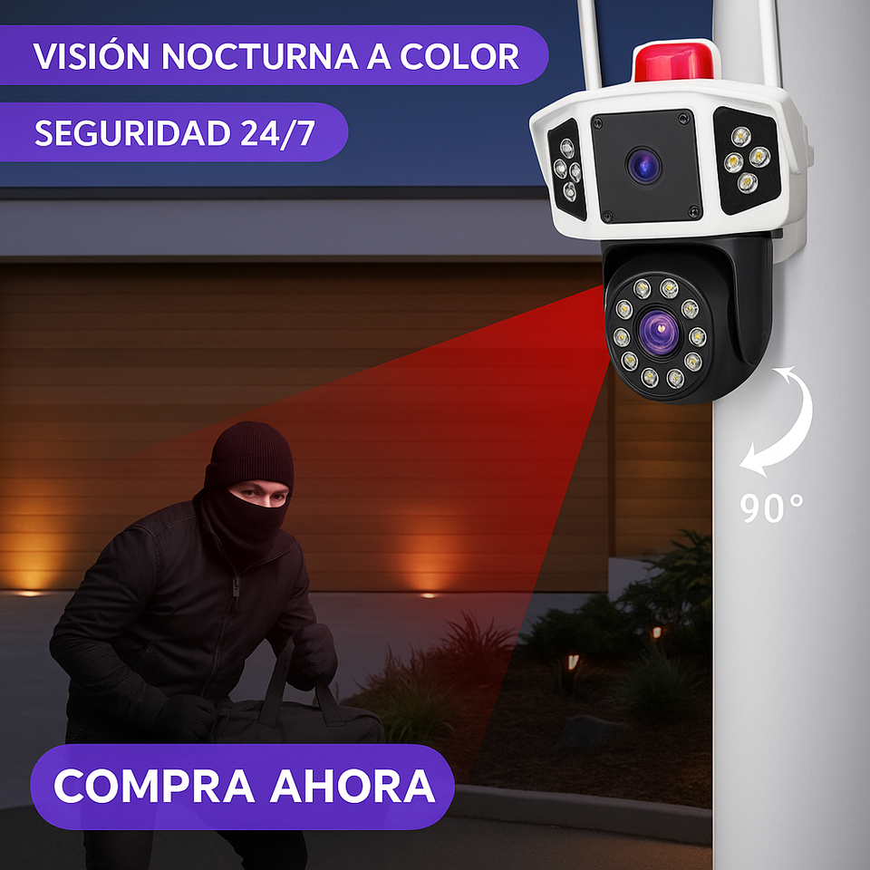 Cámara 3 Pantallas simultáneas - 4K - Alta nitidez, visión nocturna a color.