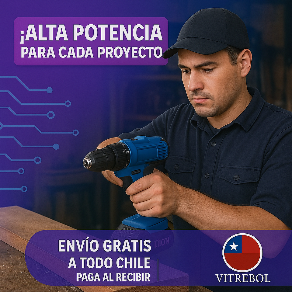 "Taladro Inalámbrico con 2 Baterías de 96 v - Incluye set de accesorios