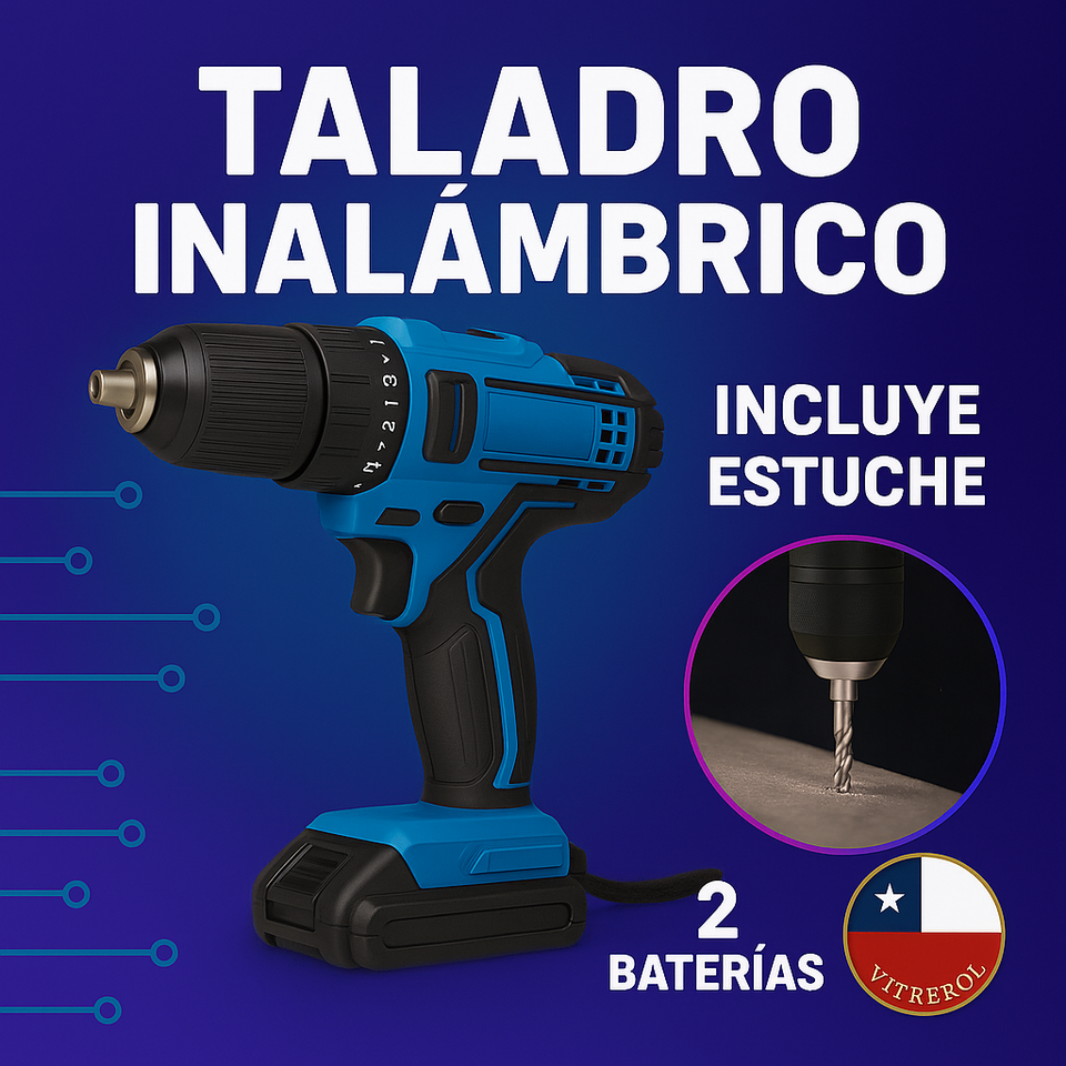 "Taladro Inalámbrico con 2 Baterías de 96 v - Incluye set de accesorios