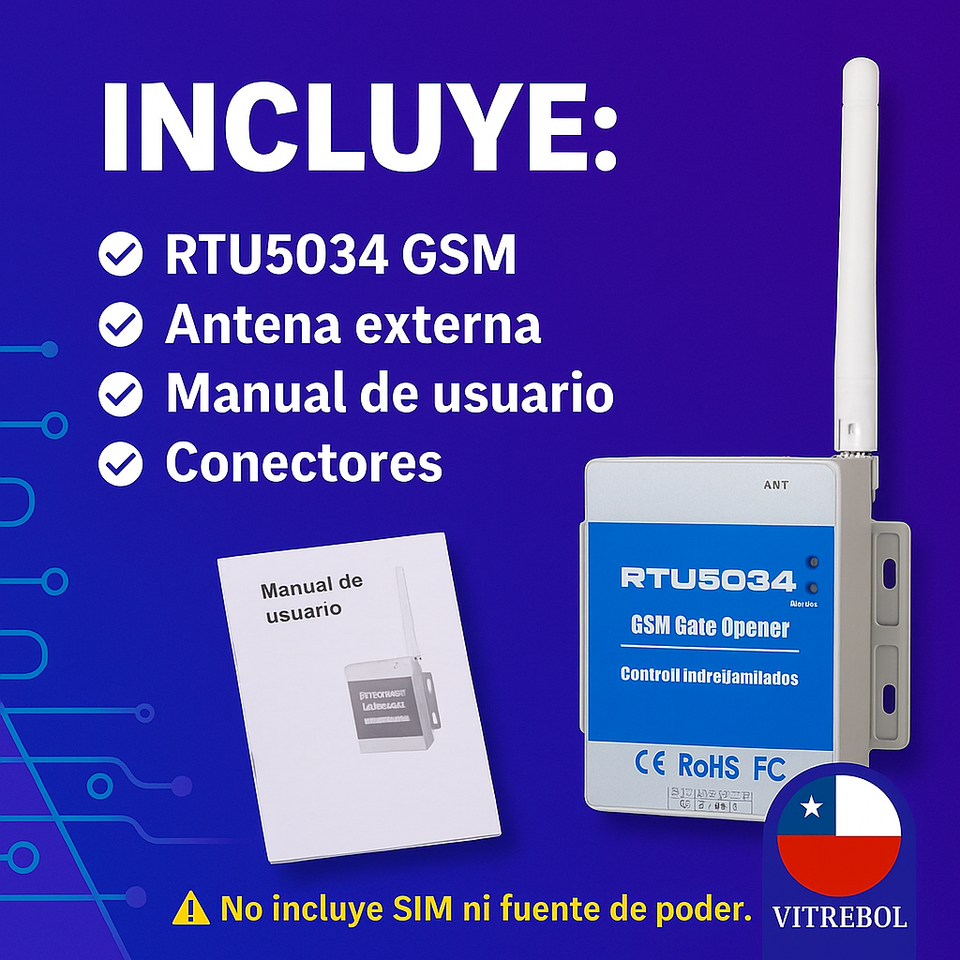 Abre Portón RTU5034 GSM 2G - Interruptor de Acceso Remoto Inteligente