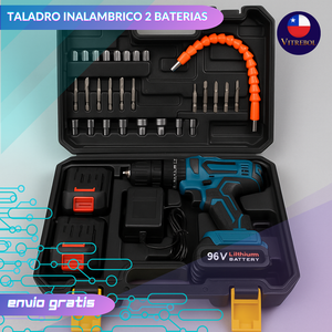 "Taladro Inalámbrico con 2 Baterías de 96 v - Incluye set de accesorios