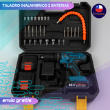 "Taladro Inalámbrico con 2 Baterías de 96 v - Incluye set de accesorios