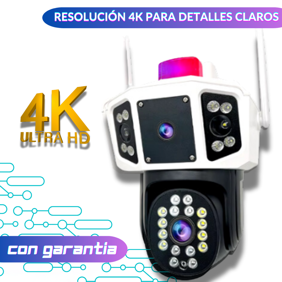 Cámara 3 Pantallas simultáneas - 4K - Alta nitidez, visión nocturna a color.