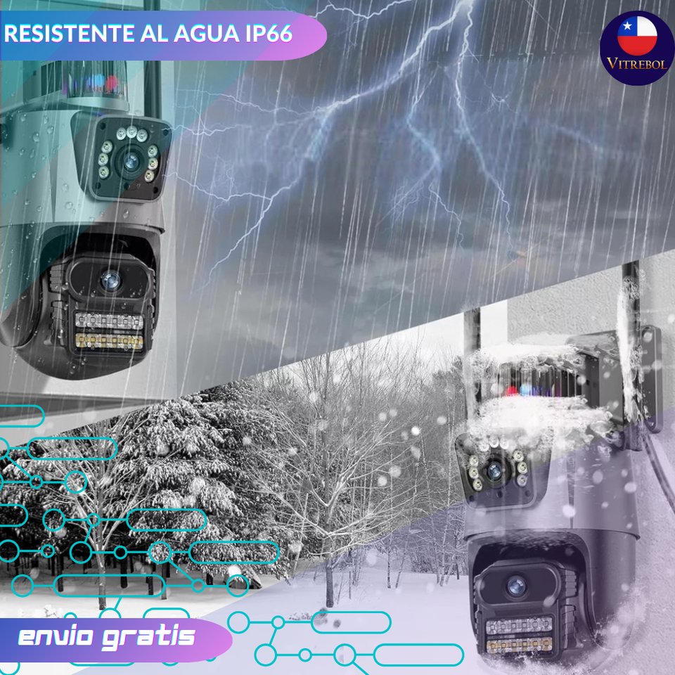 Cámara de seguridad Avanzada con alarma y doble lente full HD - Máxima resolución