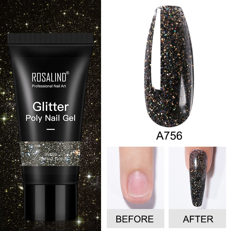 (COMPRAS  2 PACK +1 GRATIS)  Kits de uñas de poligel ROSALIND POLY Nail  GEL 15/30 ml esmalte de uñas