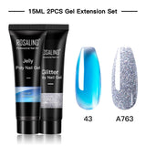 (COMPRAS  2 PACK +1 GRATIS)  Kits de uñas de poligel ROSALIND POLY Nail  GEL 15/30 ml esmalte de uñas