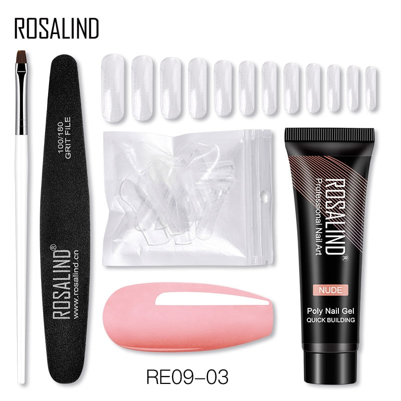 (COMPRAS  2 PACK +1 GRATIS)  Kits de uñas de poligel ROSALIND POLY Nail  GEL 15/30 ml esmalte de uñas