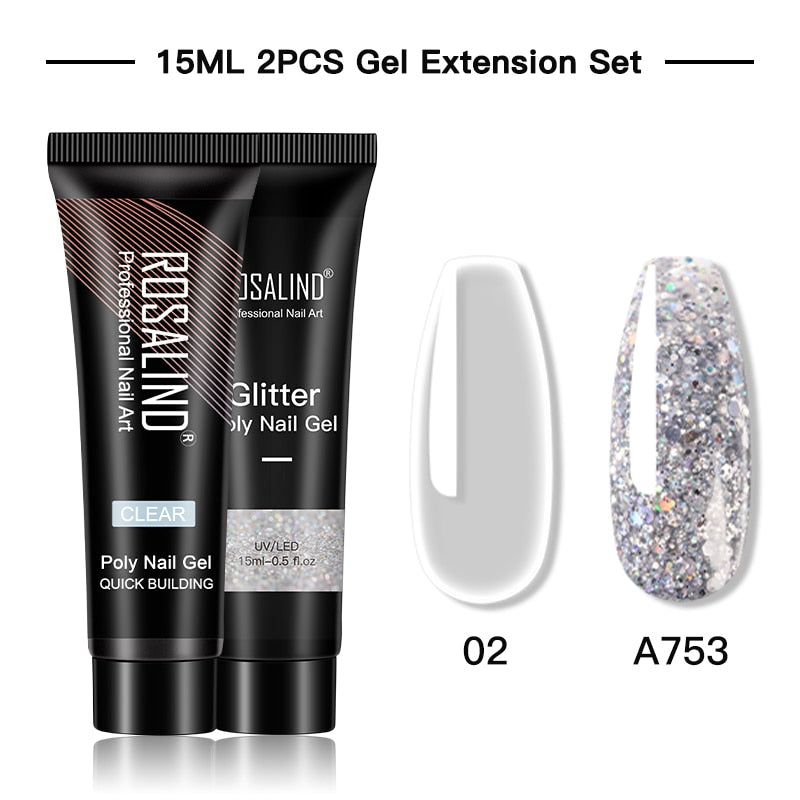 (COMPRAS  2 PACK +1 GRATIS)  Kits de uñas de poligel ROSALIND POLY Nail  GEL 15/30 ml esmalte de uñas