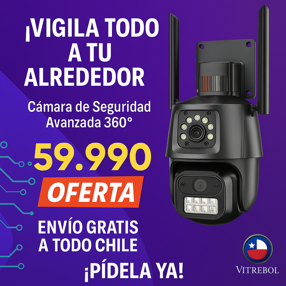 Cámara de seguridad Avanzada con alarma y doble lente full HD - Máxima resolución