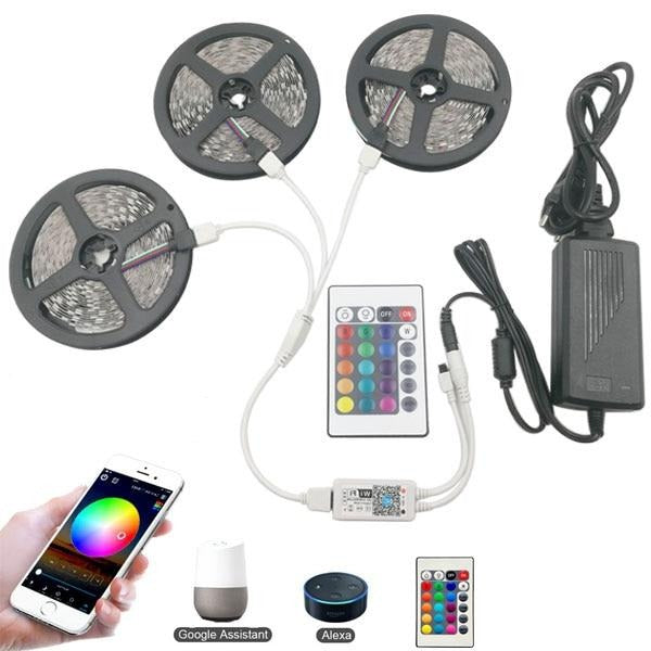 Cinta Tira 300 Led 5mt Rgb Control Luces - bamascota